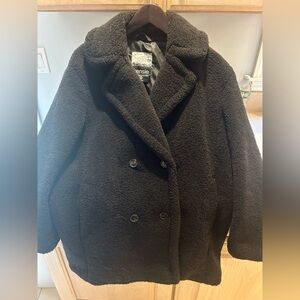 NWOT Kensie black double breasted teddy coat. Sz. L